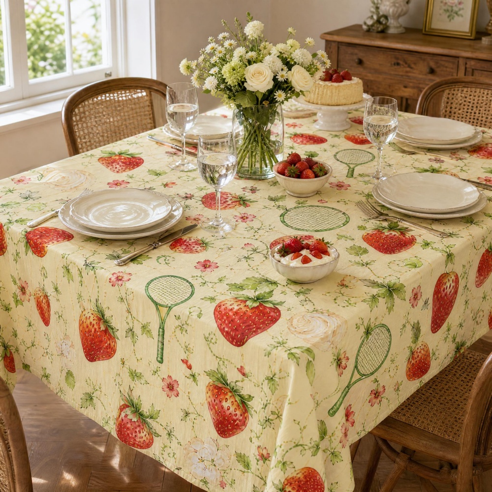 Table Tennis News Today - Mantel con Estampado Floral de Fresas,